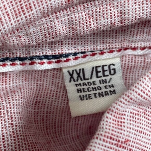 Weatherproof Vintage Mens XXL Pink Washable Linen Short Sleeve Shirt a0405 - Picture 5 of 10